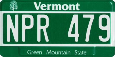 VT license plate NPR479