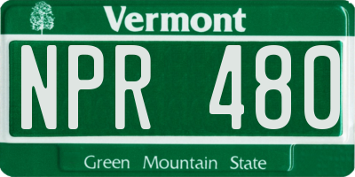 VT license plate NPR480