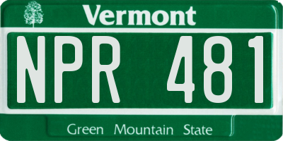 VT license plate NPR481