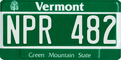 VT license plate NPR482