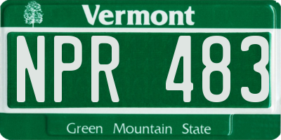 VT license plate NPR483