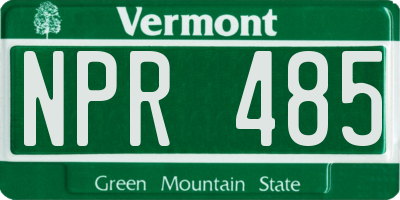 VT license plate NPR485