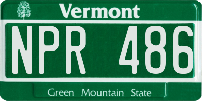 VT license plate NPR486