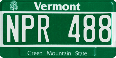 VT license plate NPR488