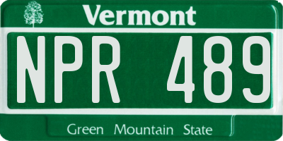 VT license plate NPR489