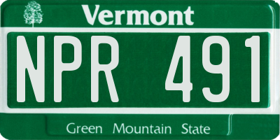 VT license plate NPR491