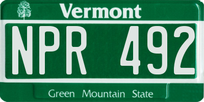 VT license plate NPR492