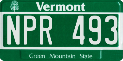 VT license plate NPR493