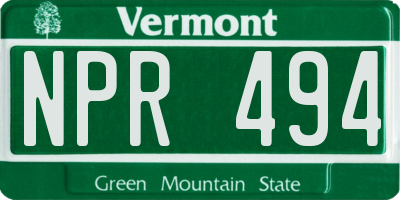 VT license plate NPR494