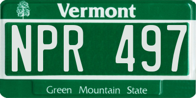 VT license plate NPR497