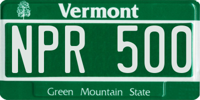 VT license plate NPR500