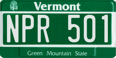 VT license plate NPR501