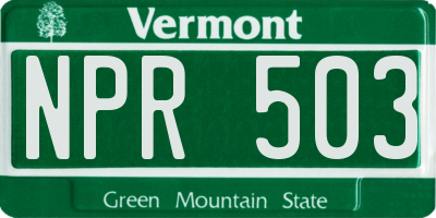 VT license plate NPR503