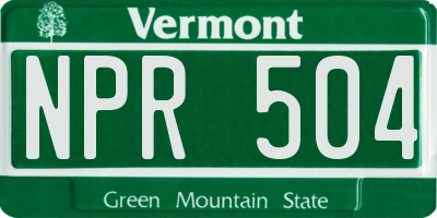 VT license plate NPR504