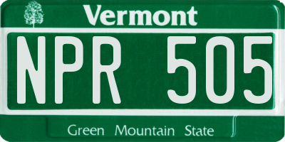 VT license plate NPR505