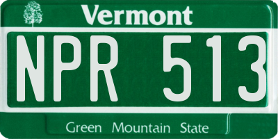 VT license plate NPR513