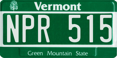 VT license plate NPR515