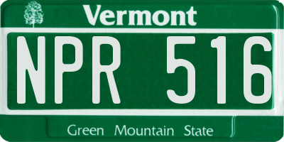 VT license plate NPR516