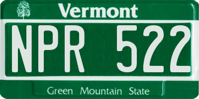 VT license plate NPR522