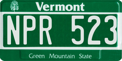 VT license plate NPR523