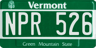 VT license plate NPR526