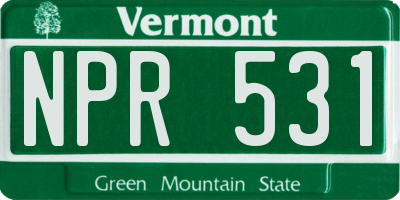 VT license plate NPR531