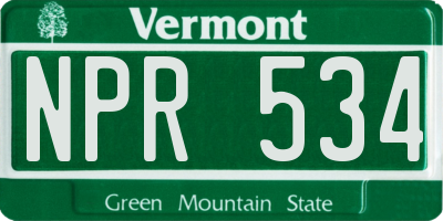 VT license plate NPR534