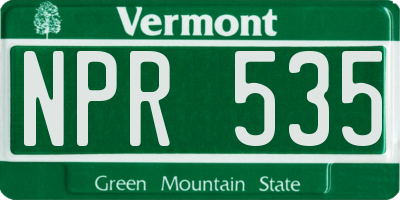 VT license plate NPR535