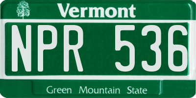 VT license plate NPR536