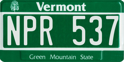VT license plate NPR537