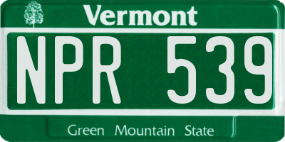 VT license plate NPR539