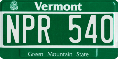 VT license plate NPR540