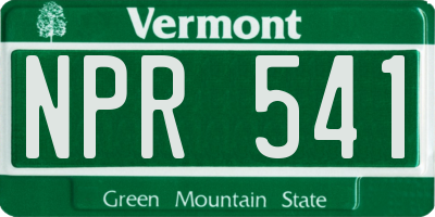 VT license plate NPR541