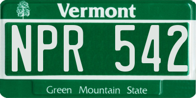 VT license plate NPR542