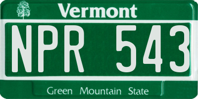 VT license plate NPR543