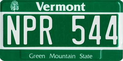 VT license plate NPR544