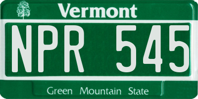 VT license plate NPR545