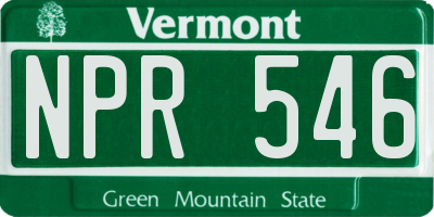 VT license plate NPR546