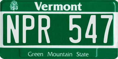 VT license plate NPR547