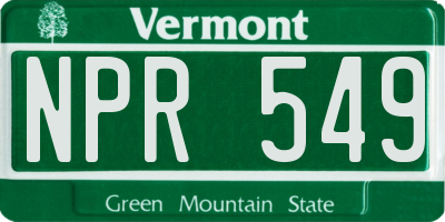 VT license plate NPR549
