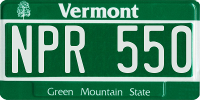 VT license plate NPR550