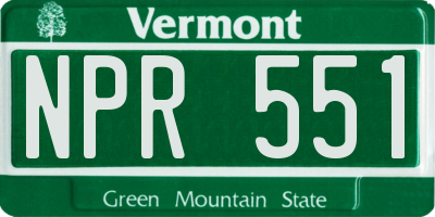 VT license plate NPR551
