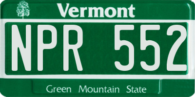 VT license plate NPR552