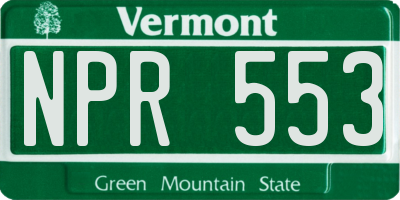 VT license plate NPR553