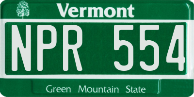 VT license plate NPR554