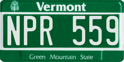 VT license plate NPR559