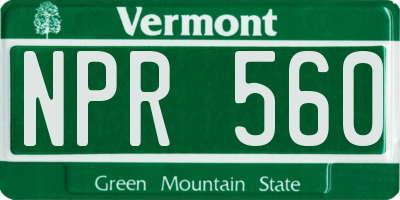 VT license plate NPR560