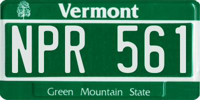 VT license plate NPR561