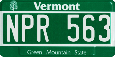 VT license plate NPR563