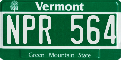 VT license plate NPR564